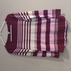 J Crew women's medium maroon pink‎ white stripe long sleeve T-shirt